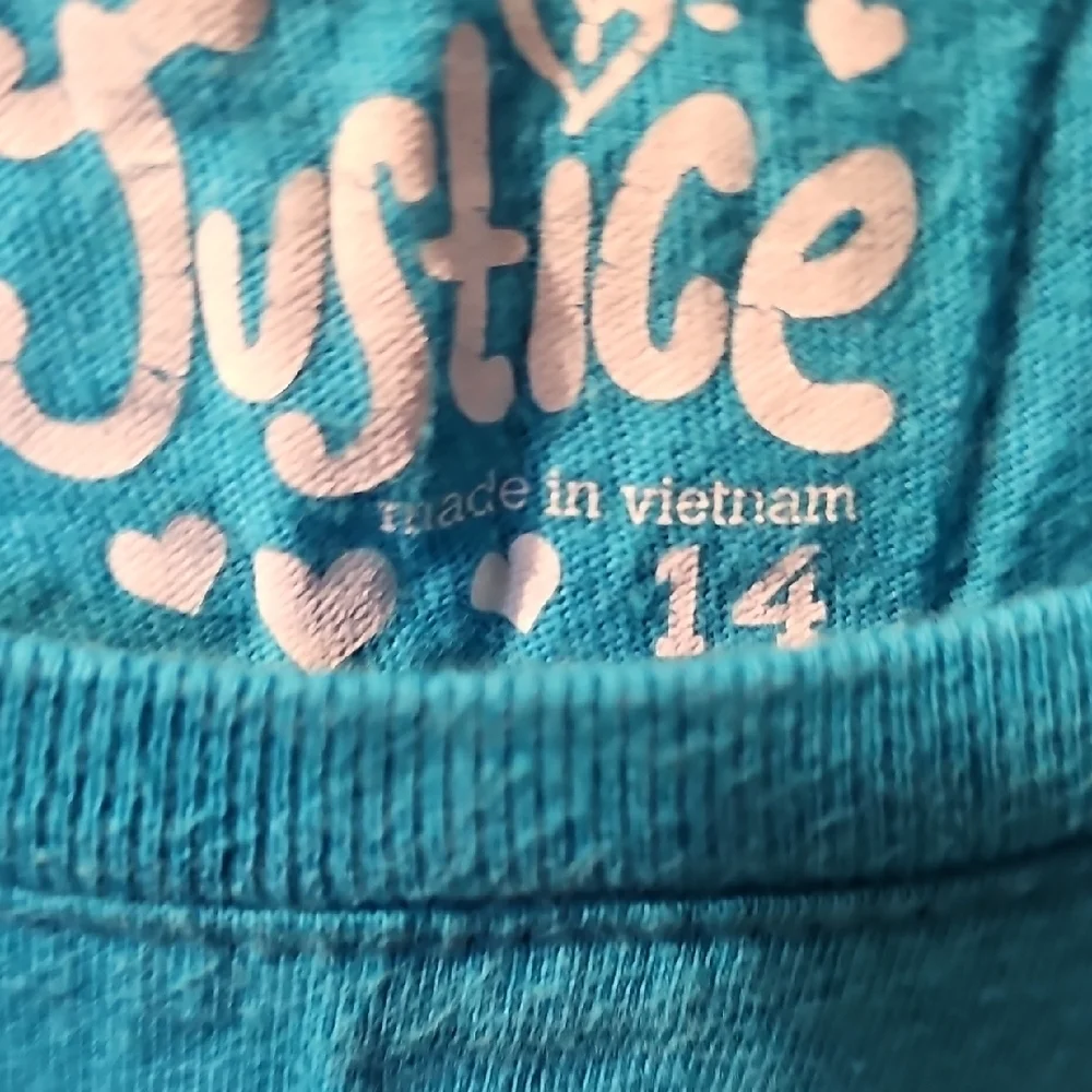 Justice Girls Blue Soccer Graphic Tee Size 14